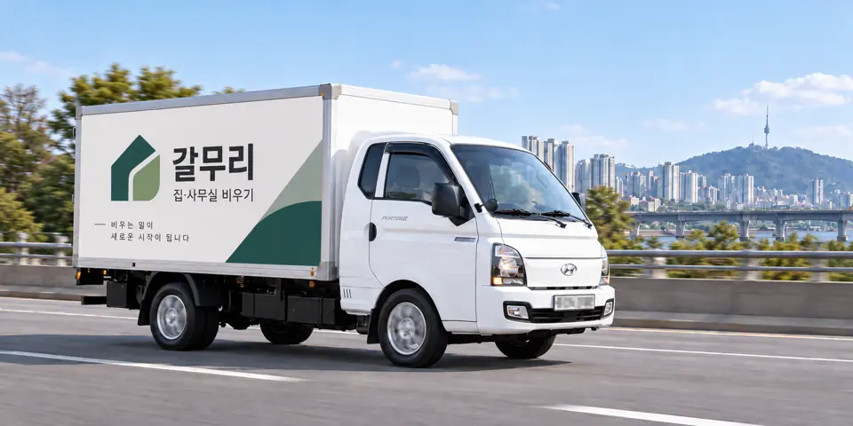 갈무리 작업 차량을 담은 그림 · 목동 유품정리